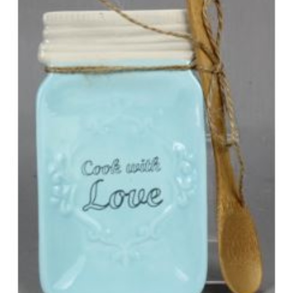 Young's Kitchen Ceramic Mason Jar Shaped Spoon Rest With Spoon